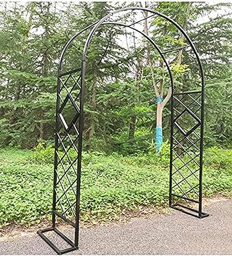 Gartenbogen aus Metall für Rosen, Kletterpflanzen, Gartenlauben und Bögen, robuster, robuster röhrenförmiger Pflanzenkäfig, Garten, Rasen, Hinterhof, Terrasse, Hochzeit, Schwarz, 220 cm