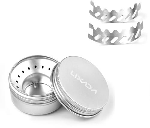 Lixada Mini fornello da Zaino Bruciatore ad Alcol in Alluminio da 40 ml con Piccolo Parabrezza in Acciaio Inossidabile Fornello da Campeggio Portatile per Campeggio, Escursionismo, Sopravvivenza
