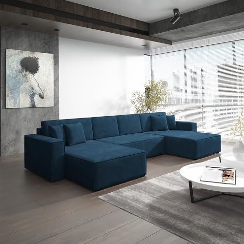 Wohnlandschaft Schlafsofa Sofa Conor Premium (Stoff Kronos Dunkelblau)