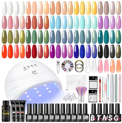 COSCELIA Kit Smalto Semipermanente Completo,20 Colori Semipermanente Unghie,3 Colori Gel Unghie Ricostruzione con Lampada Led Unghie,Kit Unghie Gel Completo