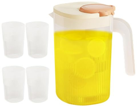 Hervidor frío, jarra grande con tapa - Jarras para Bebidas Recipientes para Jugo con 4 Tazas - Jarra transparente para hacer té helado, jarra para bebidas, hervidor de agua fría, botella de limón, jar