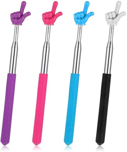 Dimeho 4 punteros telescópicos para profesores, lindo puntero de mano extensible, retráctil, para aula, señal, lectura manual, para escuela primaria, jardín de infantes, suministros para profesores