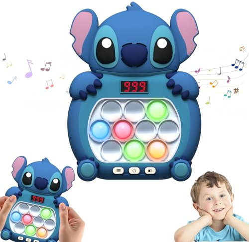 Light Up Pop it Game Quick Push Bubbles Game,Blue Handheld Fast Speed Pushing Game,Electronic Poppet Game Sensory Fidget Toy,Pop Controller Popping Game Puzzle Pop Game for Kids Xmas Birthday Gifts
