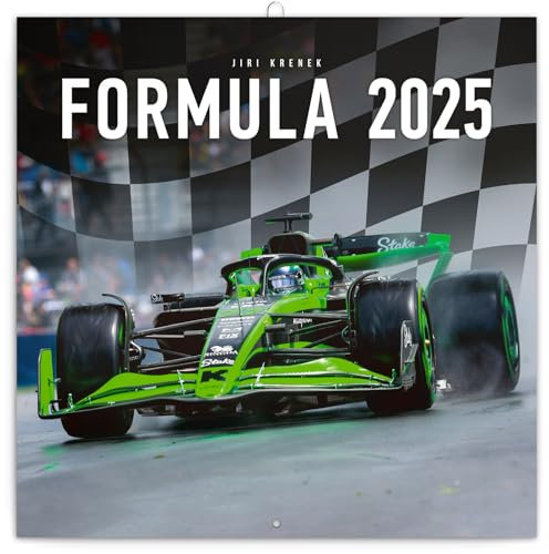 NOTIQUE Wandkalender 2025 Formel Kalender, Broschürenkalender mit Monatskalendarium, Broschurkalender Autokalender Kalender 30 x 30 cm (30x60 Geöffnet)