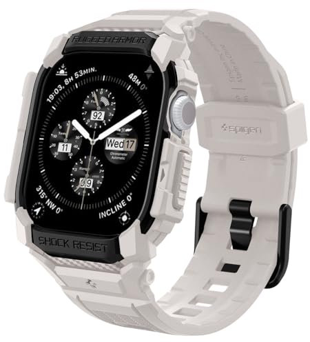 Spigen Rugged Armor Pro Funda y correa Compatible con Apple Watch Serie 10 42mm (2024) - Beige Dune