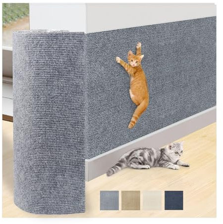 KVIDA Kratzmatte für Katzen, zuschneidbar, selbstklebend, für Couch-Möbel oder Wandschutz, Abdeckung von Katzenturm und Ersatz-Pads, Hellgrau, 250 x 39,9 cm