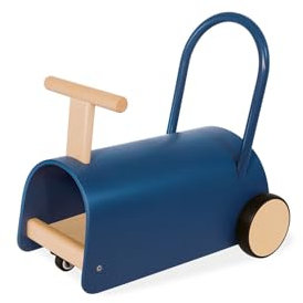 PINOLINO Enzo Kinder Lauflernwagen und Rutschauto, Holz, attraktives Blau, für Kleinkinder ab 1 Jahr