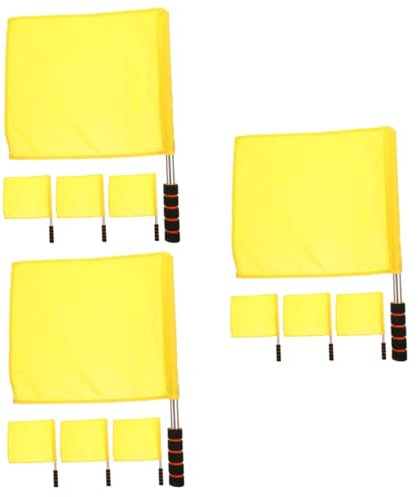 MILISTEN 3 Sätze Fahnenträgerfahne Flaggen Handfahnen Geburtstagsbanner Karneval Dekorationen Handflagge Signalflagge Mini-fähnchen Feier Wehende Fahnen Rostfreier Stahl Yellow 4 Stück * 3