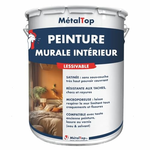 Metaltop - Peinture Murale Interieur - Jaune colza - RAL 1021-1 L - Haute couvrance, pour murs intérieurs en plâtre, placo, béton, rénovation rapide