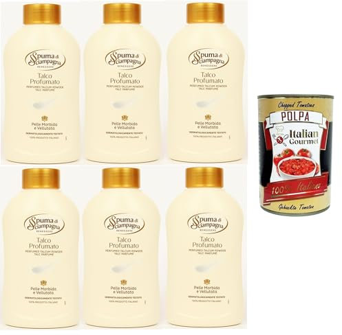 Spuma di Sciampagna Talco Profumato in barattolo Talkumpuder parfümiert 6x200gr + Italian Gourmet polpa 400g