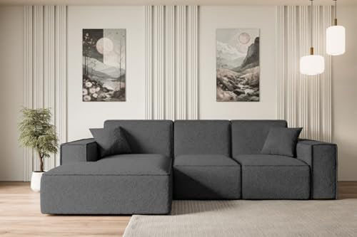 ALTDECOR Ecksofa in L-Form Corner Sofa Bett Eckcouch Couch Wohnlandschaft Cauchsofa Serra-L - 266x169x80 cm Grau