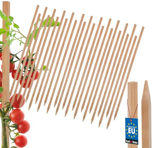 KOTARBAU® 25 Pièces Tuteur Tomate - Bois de Hêtre - 60 cm - Naturel - Tuteur Plante - Piquet de Jardin - Poteau Bois - Piquet Tomate - Support Plante Grimpante