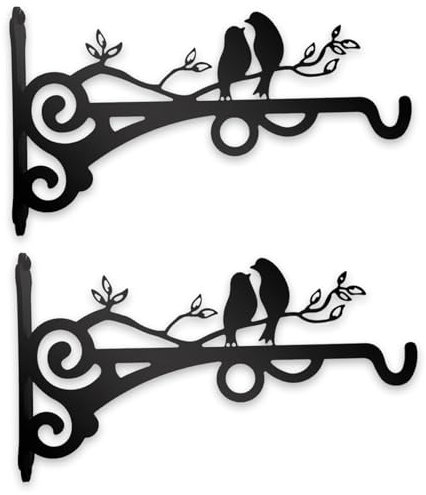 Vxcvzv 2PCS Heavy Duty Hanging Basket Brackets,Wall Mounted Plant Hangers for Gardens/Patios/Concretes Black Multi Use Hooks for Bird Feeders/Lanterns/Wind Chimes
