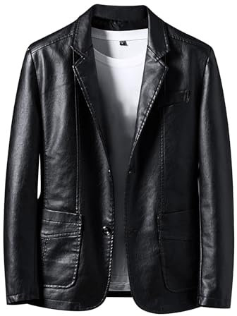 Giubbotto di Pelle Uomo, Leggera Sottile con Tasca sulle Maniche Giubbotto Bomber Giaccone Giacca Chiodo Pelle Biker Motociclista Giacca Pelle Moto Giacca Bomber Faux Leather Jacket