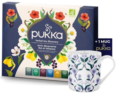 Pukka | Coffret Écrin Découverte &1 Mug |Thés & Infusions Biologiques et Ayurvédiques, Issus du Commerce Équitable 60 Sachets | 30 sachets &1 Mug Pukka