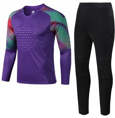Kvysinly Completo Da Portiere Per Bambini Maglia A Maniche Lunghe E Pantaloni Per Calcio Allenamento Equipaggiamento Sportivo Da Calcio Anni Viola 12-13 anni