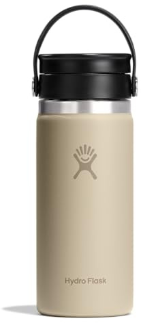 Hydro Flask Flex Sip Coffee Tumbler – Insulated Stainless Steel, Non Spill, Leak Proof Travel Coffee Cup 16 Oz Oat Tan
