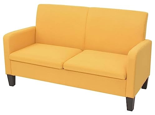 vidaXL Sofa 2-Sitzer Zweisitzer Stoffsofa Polstersofa Loungesofa Sitzmöbel Polstermöbel Designsofa Wohnzimmersofa Gelb 135x65x76cm