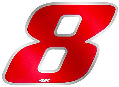 4R Quattroerre.it 13078 Startnummer 8 Aufkleber für Motorräder, Rot eloxiert, 65 x 85 mm