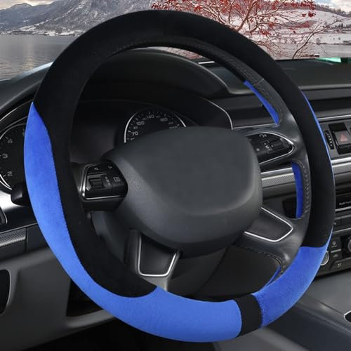 Winter Lenkradbezug Größe 38CM Fit meist Auto warm Plüsch wärmer blau