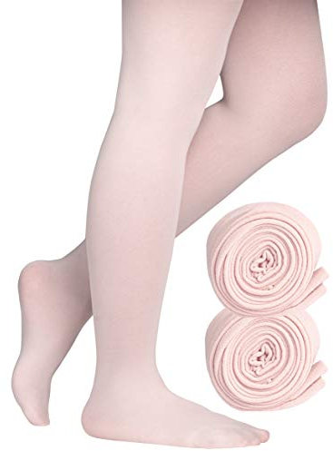 Dancina Dance Tights Girls Ballerina Costume Pretty Matching Soft Stockings M (5-8) Ballet Pink x2