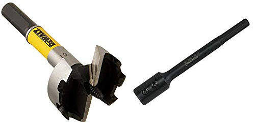 DeWalt Rapid-Holz/Forstnerbohrer (51 mm ø, geeignet für den Einsatz in Bohrmaschinen Akku Kabel, Holzdielen, Altbaudecken, etc.) & Verlängerung für Rapid-Holz (Forstnerbohrer, 140 mm)