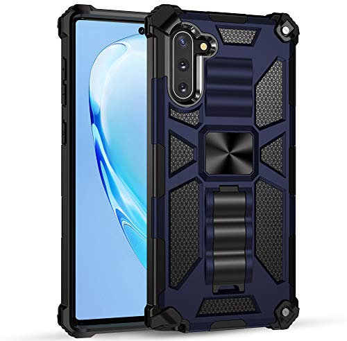 Samsung Galaxy Note 10 Plus Hülle,Fallschutz Rugged Outdoor Stoßfest Schutzhülle mit Ständer Dual Layer Hard PC + TPU Bumper Magnetische Autohalterung Handyhülle für Samsung Galaxy Note 10 Plus -Blau