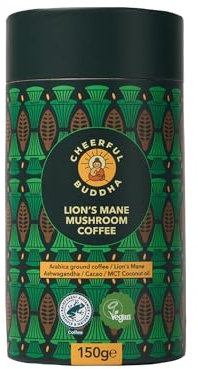 Cheerful Buddha Mélange de Café au Champignon Hydne Hérisson - 100% Naturel de Qualité Supérieure sans Conservateur - Café Moulu Aromatisé sans OGM Certifié RFA - Végétalien -