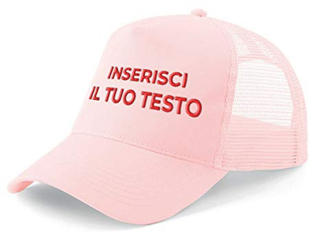 PR Service Cappello Trucker Personalizzato in Ricamo,Berretto da Baseball Unisex con Ricamo Personalizzato del Nome,o del Testo,Cappello Idea Regalo Personalizzato (IT, Testo, Taglia Unica, Rosa)