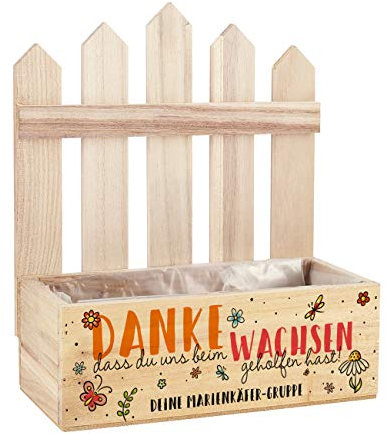 Herz & Heim® Dankeschön-Geschenk für Kindergarten, Grundschule, Nachhilfe - Pflanzkiste mit Aufdruck Kindergarten Uns