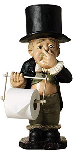 Syfinee - maggiordomo per WC con porta rotolo di carta in resina, decorazione per il bagno, super carino