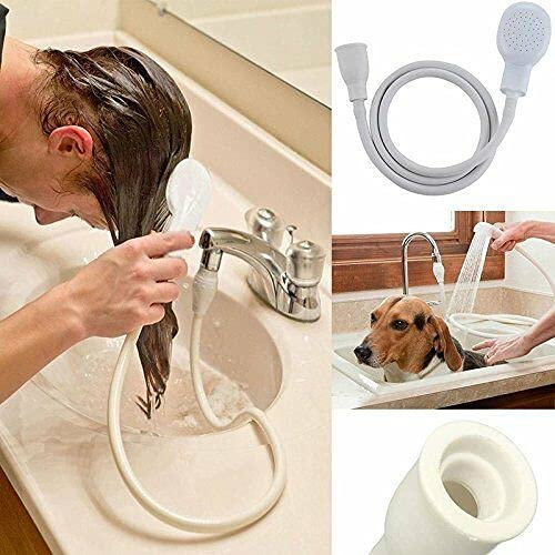 V7® Single Tap Shower Spray Hose Bath Pipe Tub Sink Spray Attachment Head Washing Basin Pet Head Washing Indoors Round Baby Faucet Push Sprinkler