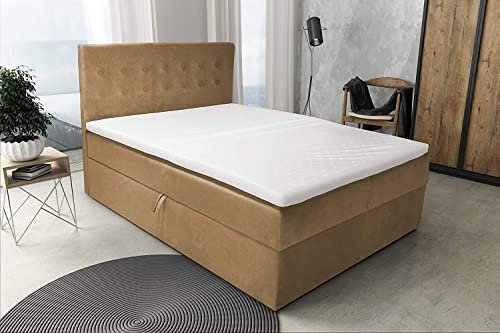 Best For Home Boxspringbett | Doppelbett 180x200 mit Stauraum | S Deluxe Boxspringbett mit 7-Zonen Bonnell-Federkernmatratze und Topper | Erhältlich Größen | Gemaakt in de EU