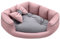 Salla Bett für Hunde & Katzen, Eckbett, Waschbares Hundebett, Kuschelbett für Haustiere, Flauschig & Kuschlig, Kuschelkörbchen mit Kissen, Katzenbett mit Kissen in Schleifenform, Rosa, 60x60 cm