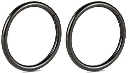 Hengkaixuan 14G 2Pcs G23 Titan Nase Ring Hingen Segment Clicker Nahtloser Nasenring Septum Schmuck Conch Hoop Knorpel Helix Tragus Ohrringe Sleeper Piercing Schmuck 7mm Schwarz