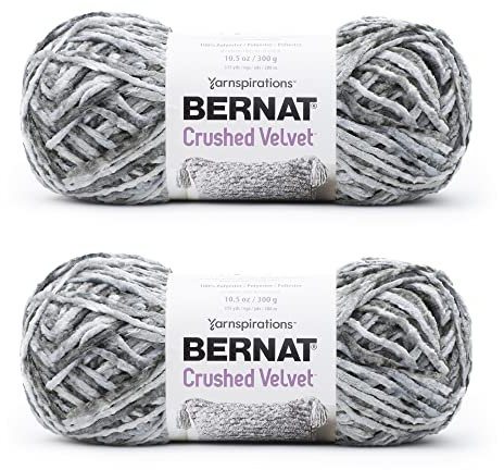 Bernat Pannesamt-Garn, weich, grau, 2 Packungen mit 300 g, Polyester, 5 sperrig, 300 m, Stricken/Häkeln