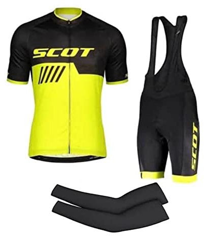 KAISUN Herren Radtrikot Set Kurzarm, Fahrrad Trikot Radsport-Shirt + Trägerhose mit Sitzpolster, Atmungsaktives Fahrrad Anzüge mit Ärmeln (Color : TYP-11, Size : XXL)