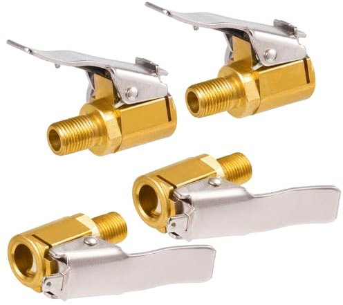 Toolwiz 4 Stück 8mm Air Chuck Autoventil Hebelstecker Adapter Druckluft Reifenfüller Fahrradventil Messing Reifenfüllnippel Fahrrad Ventil Adapter mit Gewinde für verbinden Druckluft Schlauch