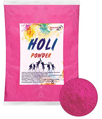 Holi Gulal poudre soluble dans l'eau Festival naturel séance photo Rangoli Couleurs poudre arc-en-ciel sainte couleur poudre photos fête baby shower (Rani pink 1kg)