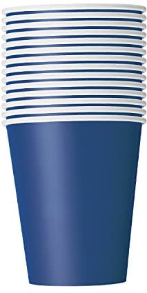 Trimming Shop Premium Disposable Paper Cups, 9oz (266ml) Navy Blue Party Cups Disposable Party Tableware for Indoor, Outdoor Dining, Birthday, Wedding, BBQ, Garden Party, 14pcs