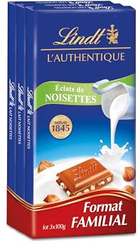Lindt - Lot de 3 Tablettes MAÎTRE CHOCOLATIER - Chocolat au Lait Noisette, 3x100g