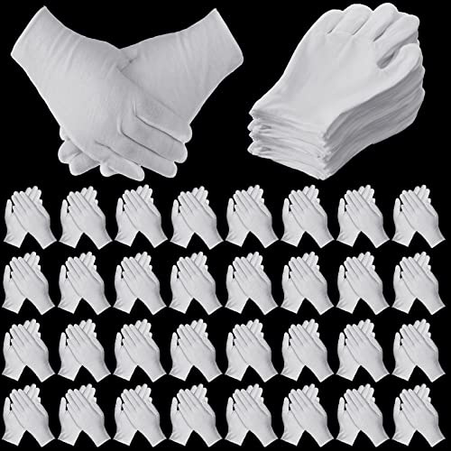 Funtery 240 Pcs White Cotton Gloves Bulk Stretchy Work Inspection Gloves,L