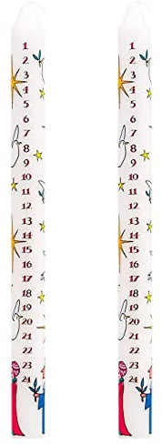 Pack of 2 Traditional Countdown to Christmas Advent Candle | Wise Men Design With Numbers | Festive Dinner Taper Candle (Regular Size)