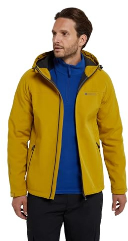 Mountain Warehouse Exodus Mens Softshell Jacket - Breathable & Water Resistant Rain Coat with Adjustable Fit & Side Pockets - For Spring Summer, Walking, Hiking & Travel Soft Yellow S