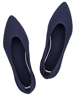Frank Mully Frauen Spitze Zehe Ballett flach Strickkleid Schuhe Low Wedge Flache Schuhe Komfort Slip On Flats Schuhe für Frau Klassische Schuhe