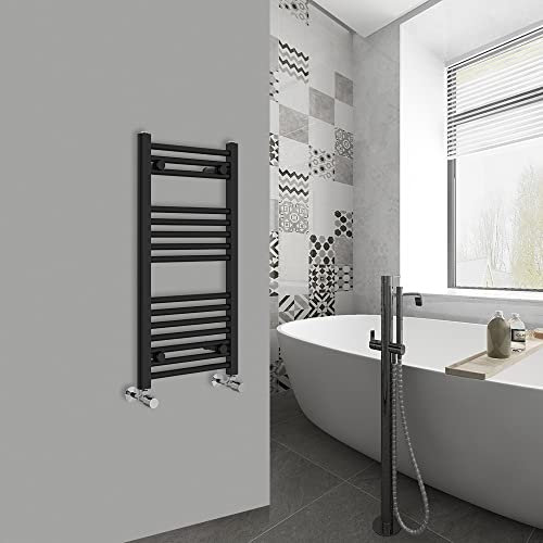 Warmehaus Modern Bathroom Heated Towel Rail Ladder Radiator 800x400mm Straight for Bathroom Kitchen Black