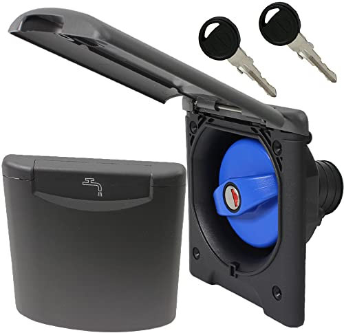 Einfüllstutzen + Tankdeckel Wasser Frischwassertank Wohnwagen Wohnmobil Boot Magnetdeckel 40 mm anthrazit