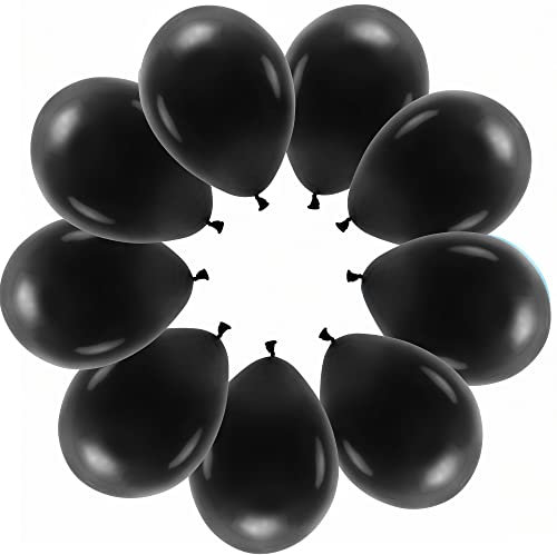 10 Luftballons Schwarz Eco Ballons Schwarz Made in EU Deko Geburtstag Hochzeit Trauerfeier Party, 32cm Helium geeignet