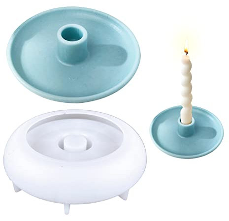 Runde/Herz Kerzenhalter Tablett 3D Kerze Silikonform DIY Zement Taper Kerzenhalter Form Gipszement für Kerzenständer Schmuck Organizer Harz Gießform DIY Handwerk (#3)