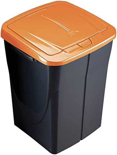 eacommerce - Cubo de basura para reciclaje modular de plástico | Sistema de enganche fácil | Ideal para casa y jardín | Naranja 45 litros